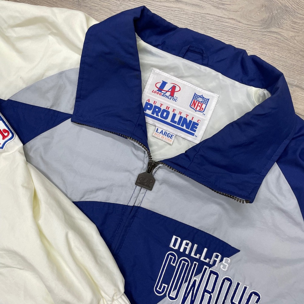 Logo Athletic Dallas Cowboys Windbreaker Jacket Mens Large Blue Vintage NFL FAIR